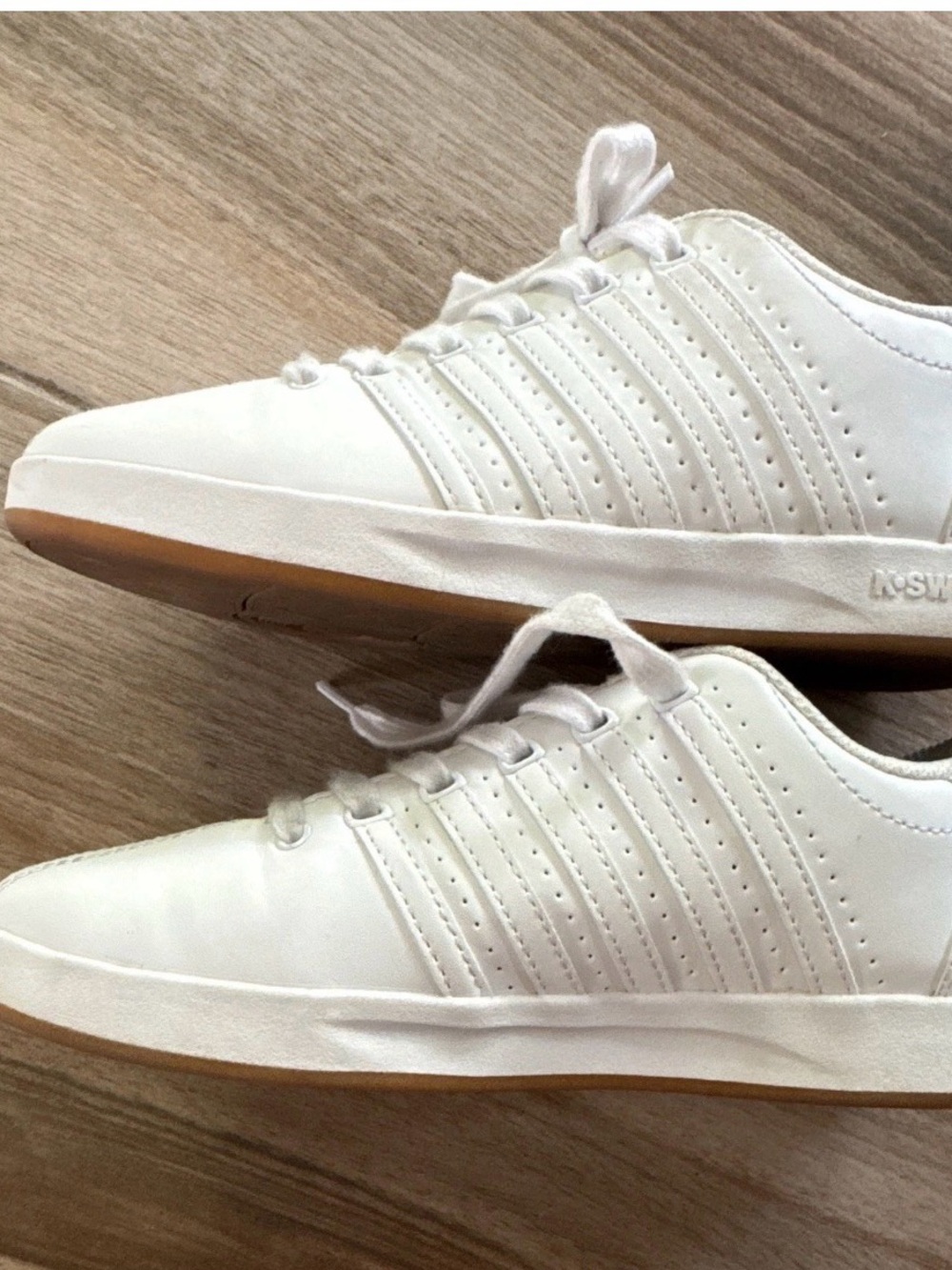 K-Swiss White Low-Profile Tennis Sneakers - Picture 6 of 8